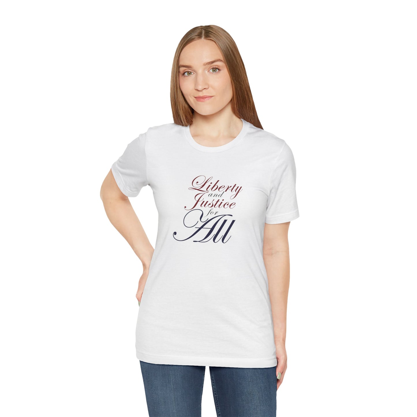 "Liberty and Justice for All" White or Heather Unisex Tee XS - 5X