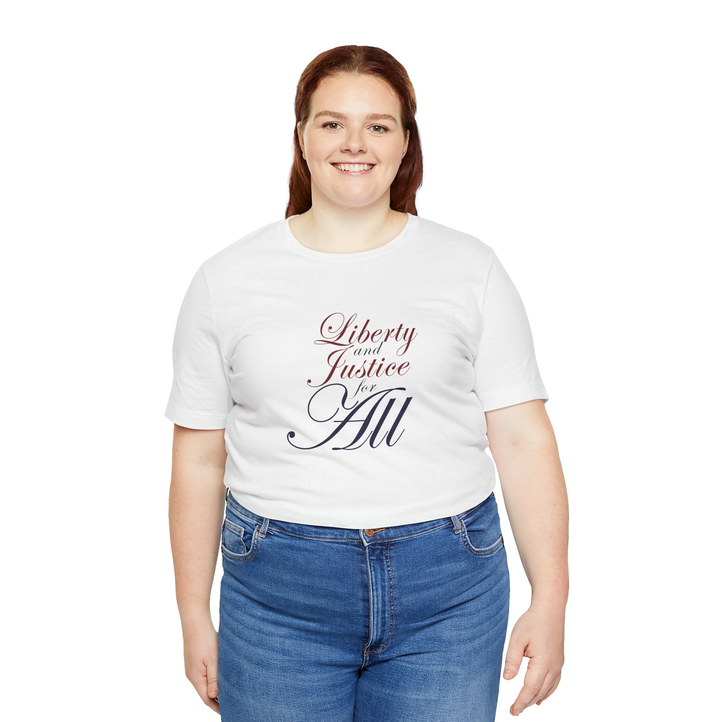 "Liberty and Justice for All" White or Heather Unisex Tee XS - 5X
