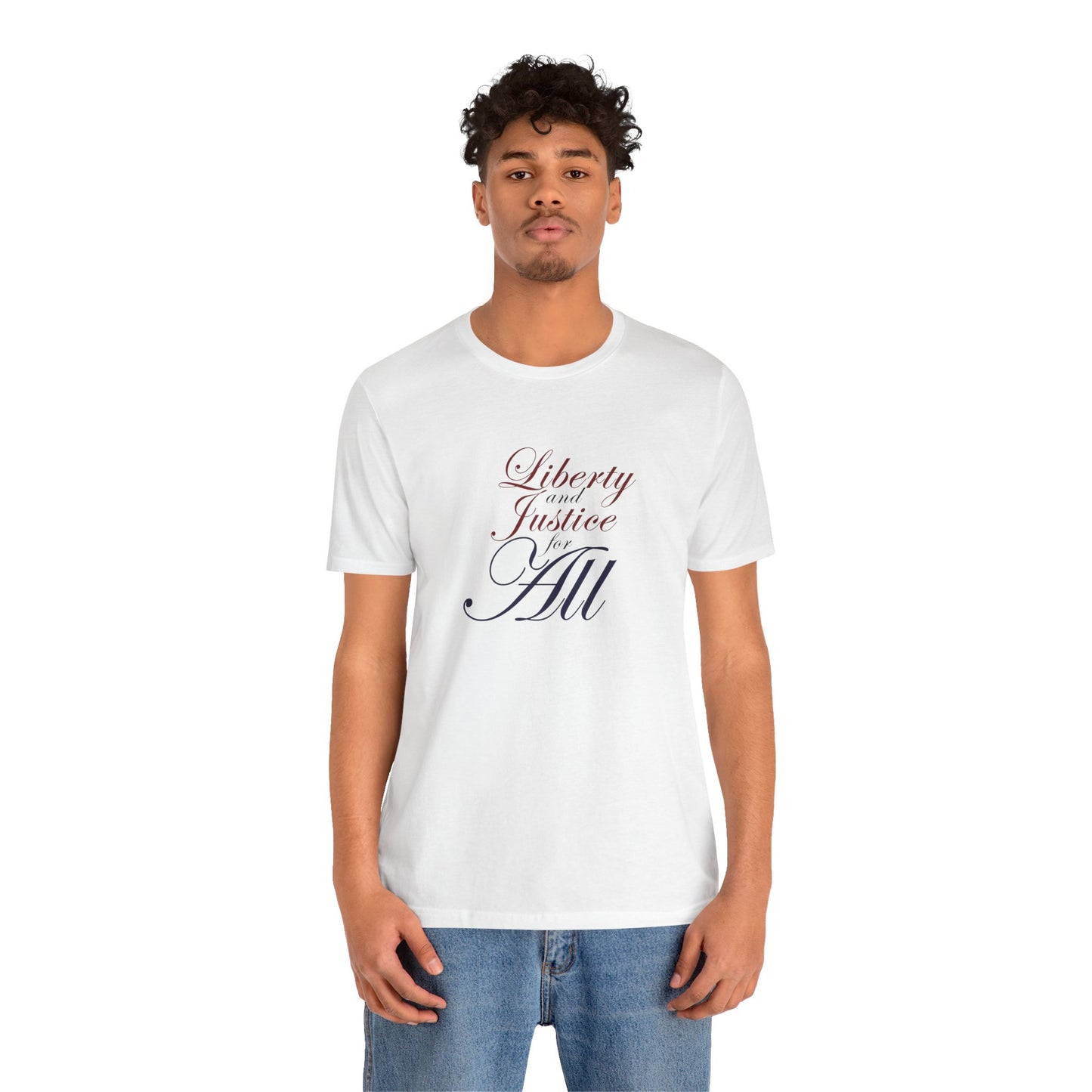"Liberty and Justice for All" White or Heather Unisex Tee XS - 5X