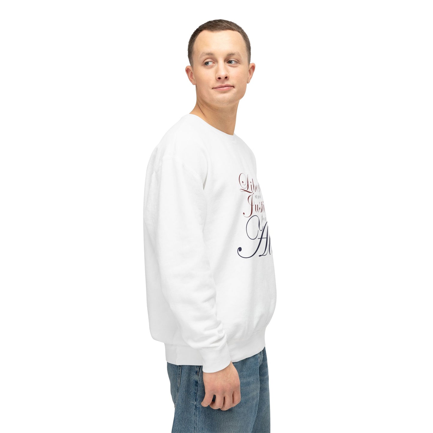 Liberty Justice for All Crewneck Sweatshirt, Unisex Sweatshirt, Lightweight Pullover, Everyday Wear, Inspirational Gift, Casual Style