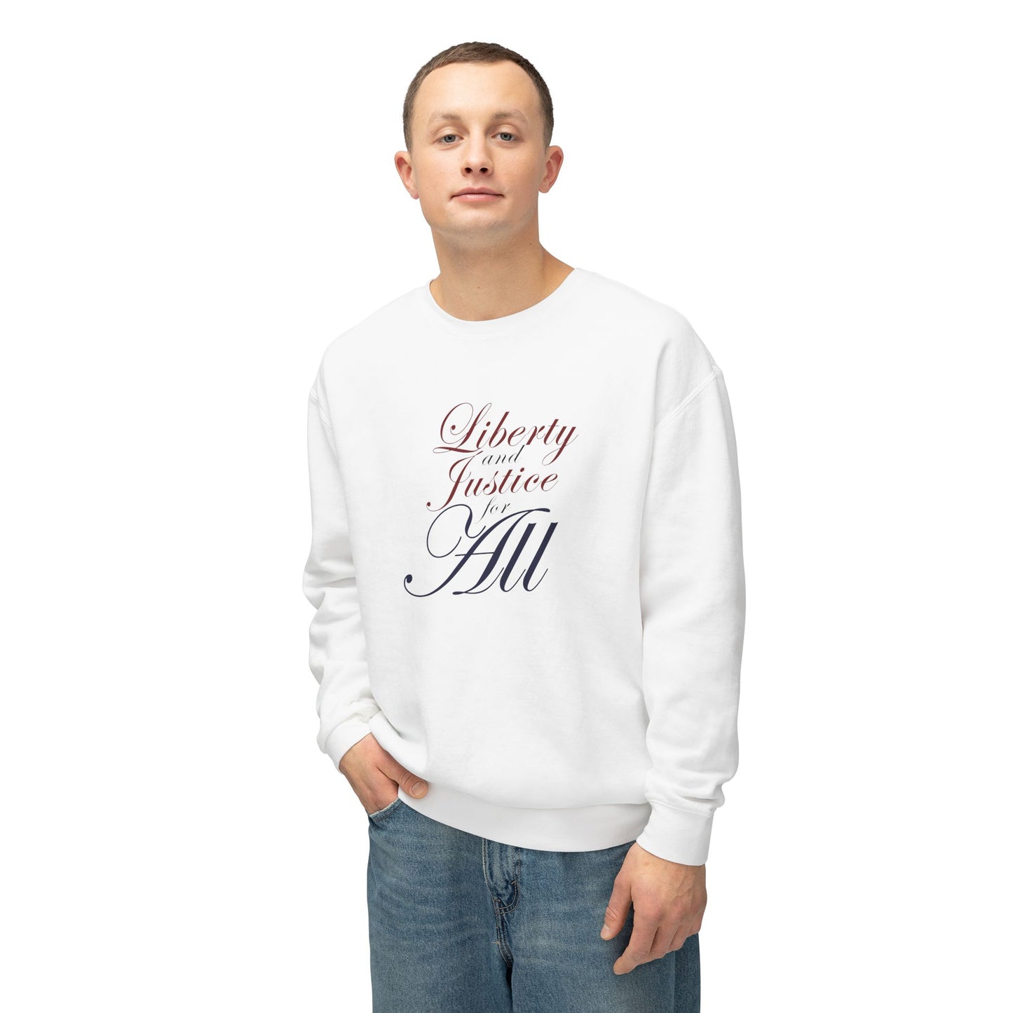 Liberty Justice for All Crewneck Sweatshirt, Unisex Sweatshirt, Lightweight Pullover, Everyday Wear, Inspirational Gift, Casual Style