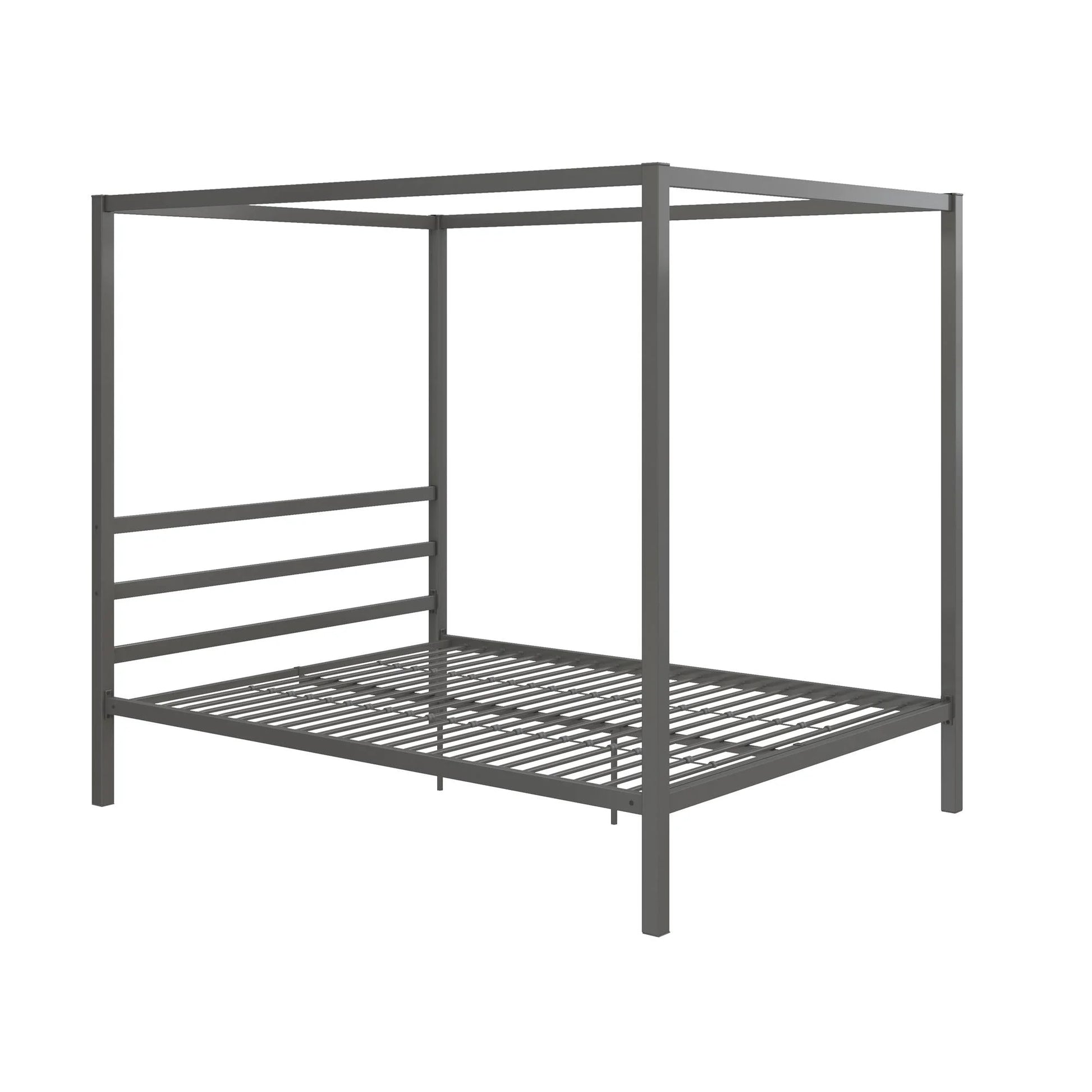 Modern Metal Canopy Poster Bed, Queen, Gunmetal Gray