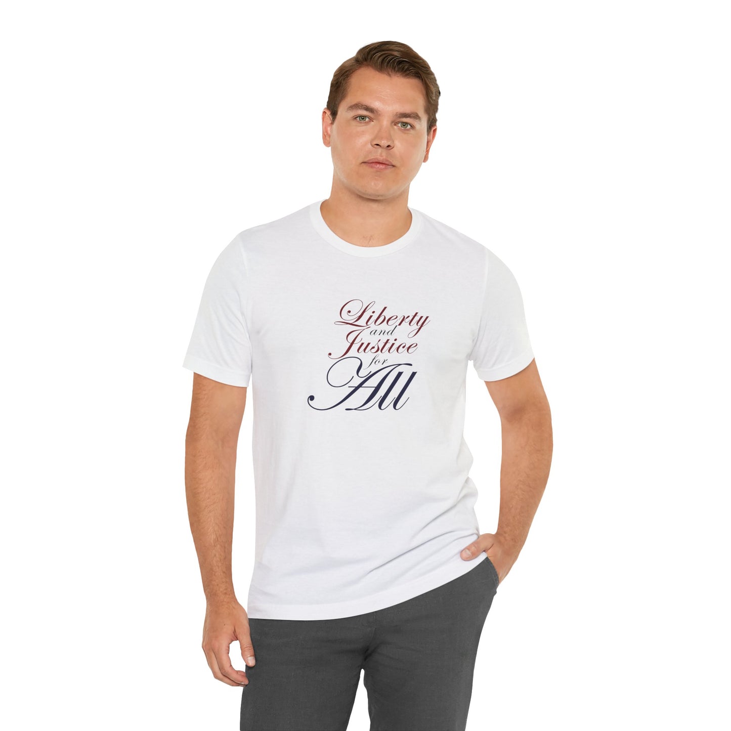 "Liberty and Justice for All" White or Heather Unisex Tee XS - 5X