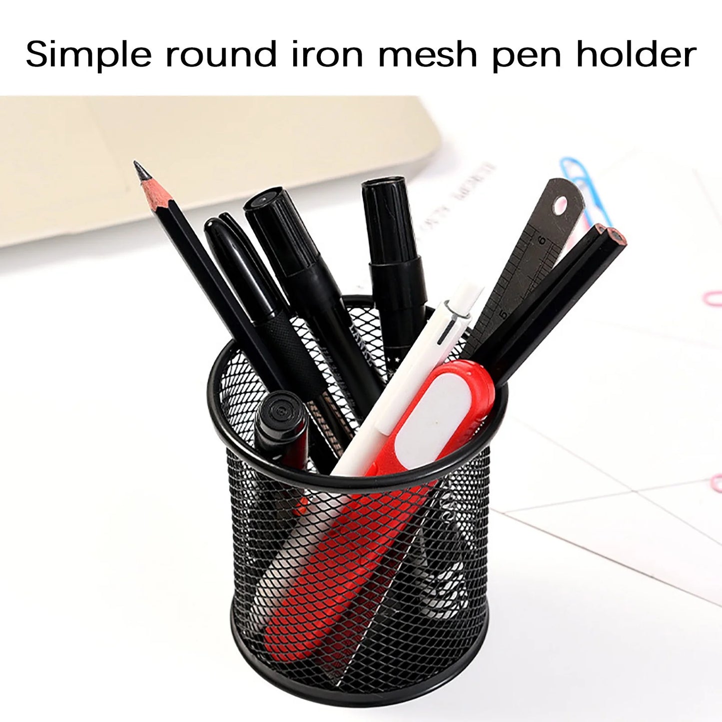 Back to Supplies, a Bucket of Multipurpose Office Desktop Storage Metal Multi-Function Office Pen Bucket