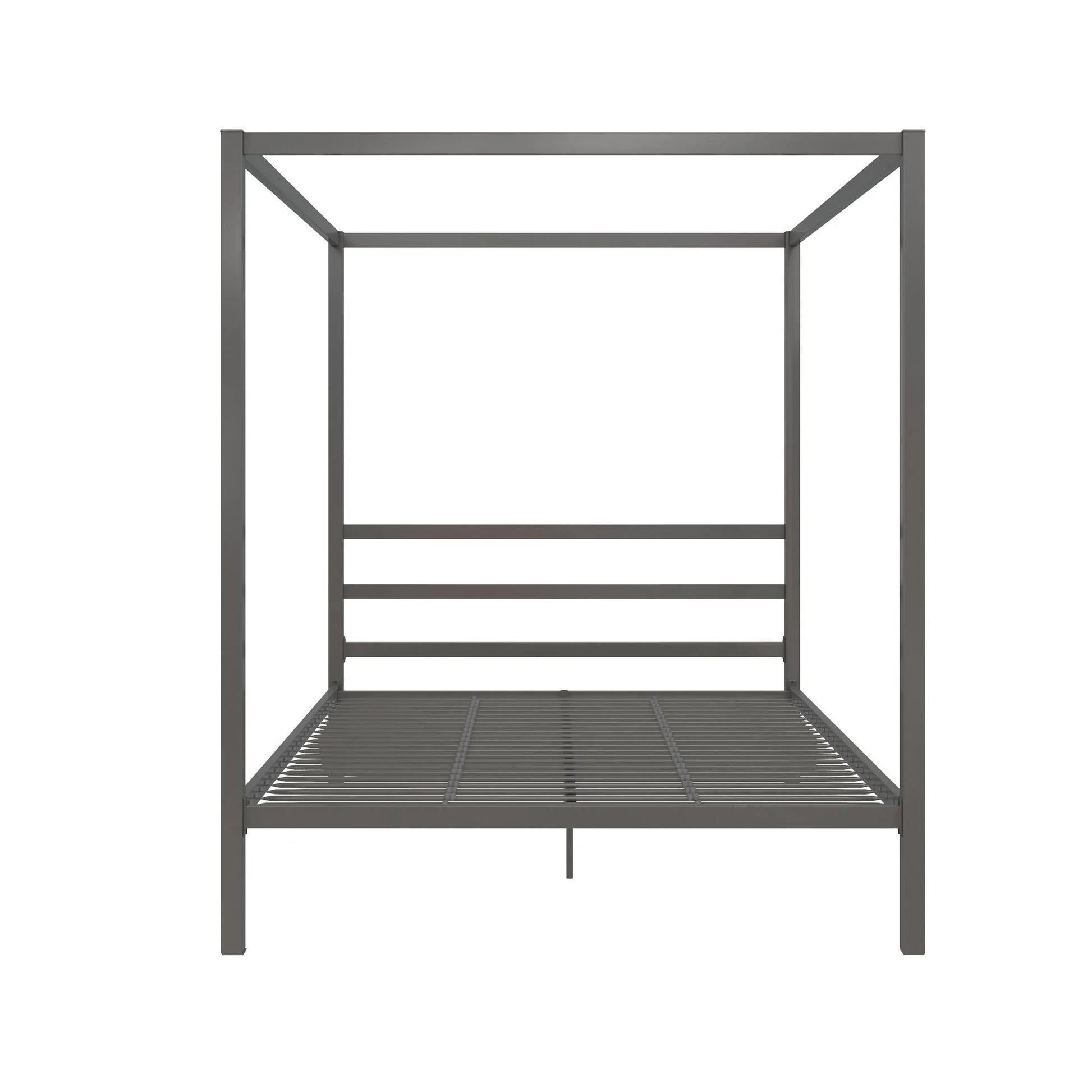 Modern Metal Canopy Poster Bed, Queen, Gunmetal Gray