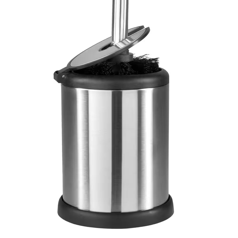 Self Closing Lid Stainless Steel Toilet Brush and Holder