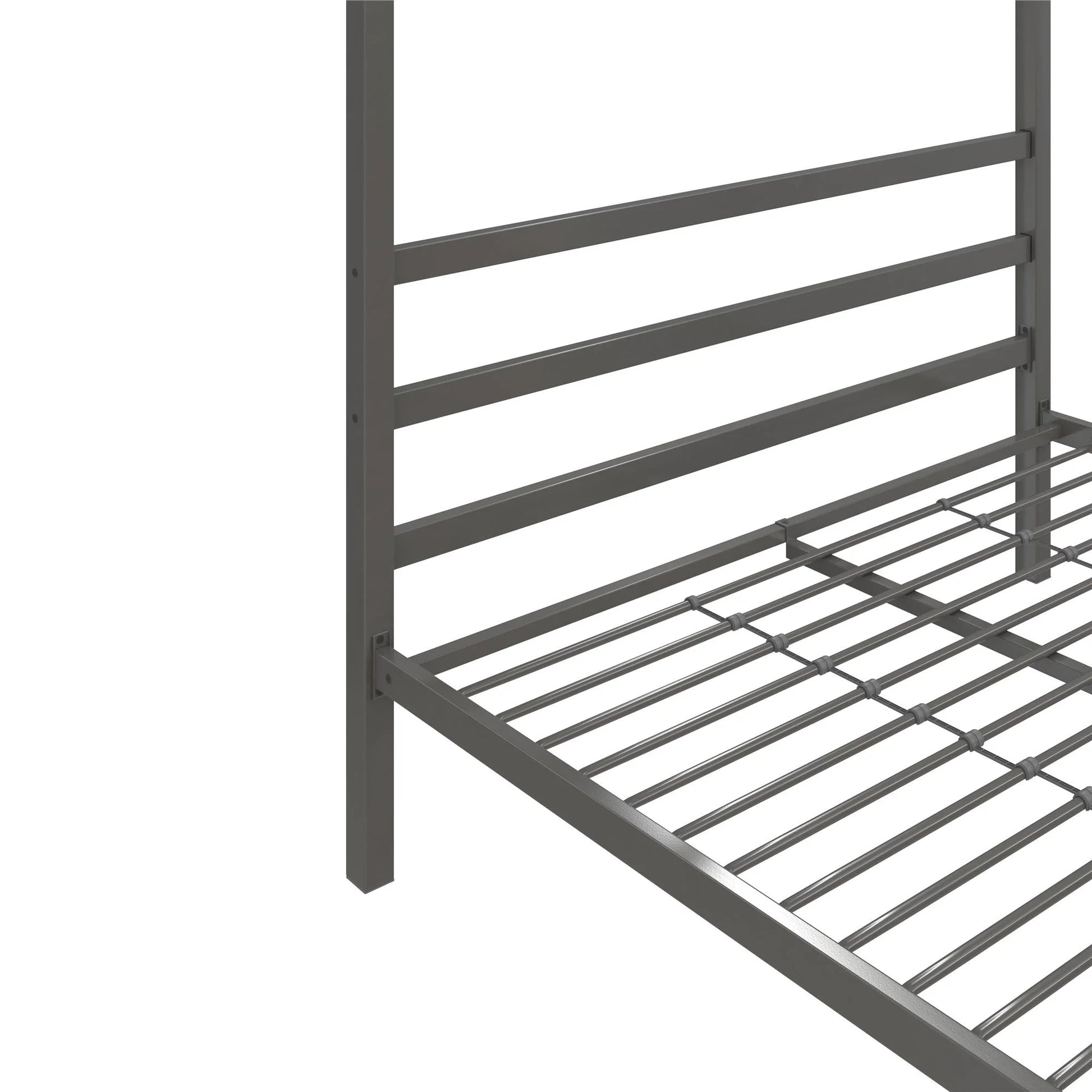 Modern Metal Canopy Poster Bed, Queen, Gunmetal Gray