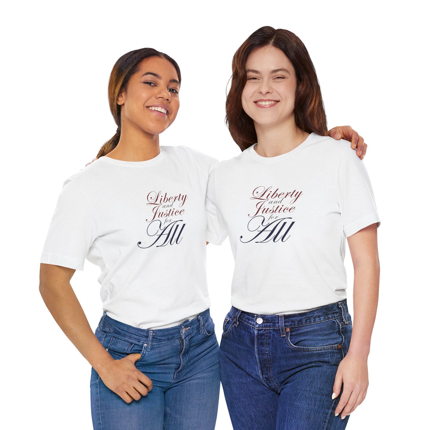 "Liberty and Justice for All" White or Heather Unisex Tee XS - 5X