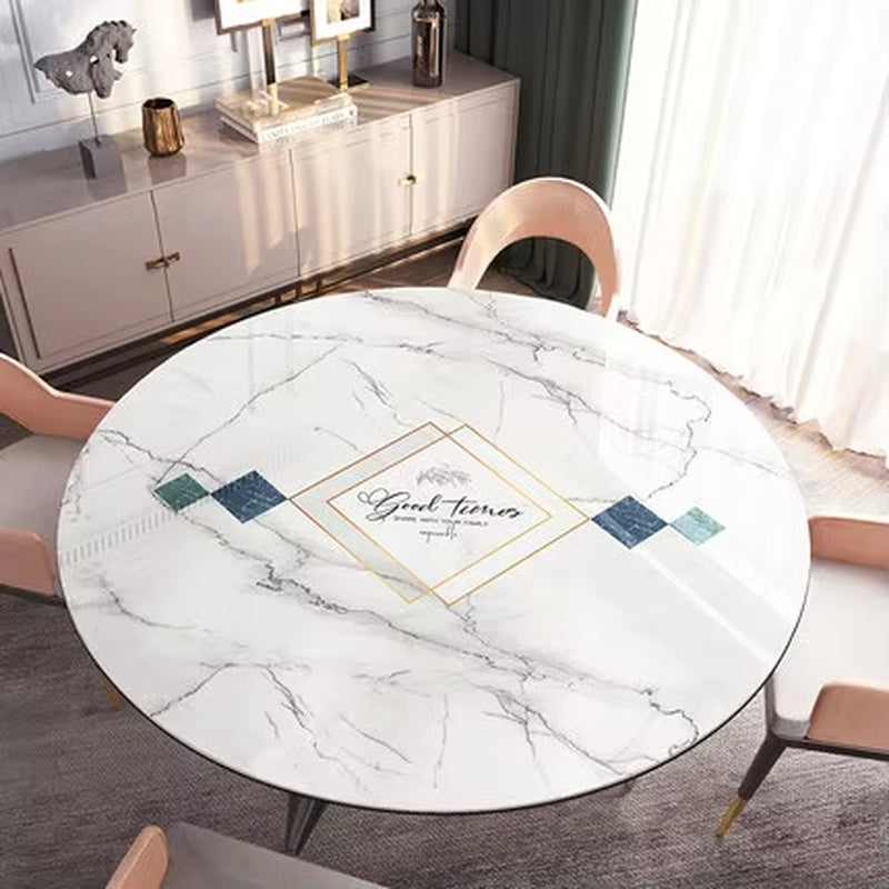 Round Marble Table Cloth Coffee Table Tablecloth PVC Plastic Table Mat Waterproof Table Cover Dining Table Decor Send in Roll