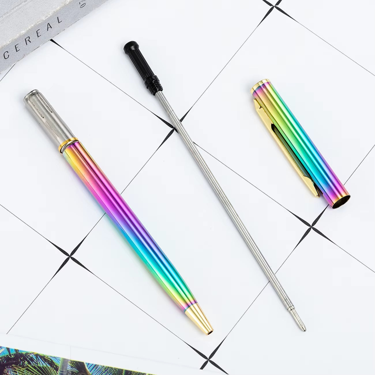 1 Piece  Creative Multicolor Ballpoint Pen Business Metal Office Rotate Pens School Stationery Office Supplies