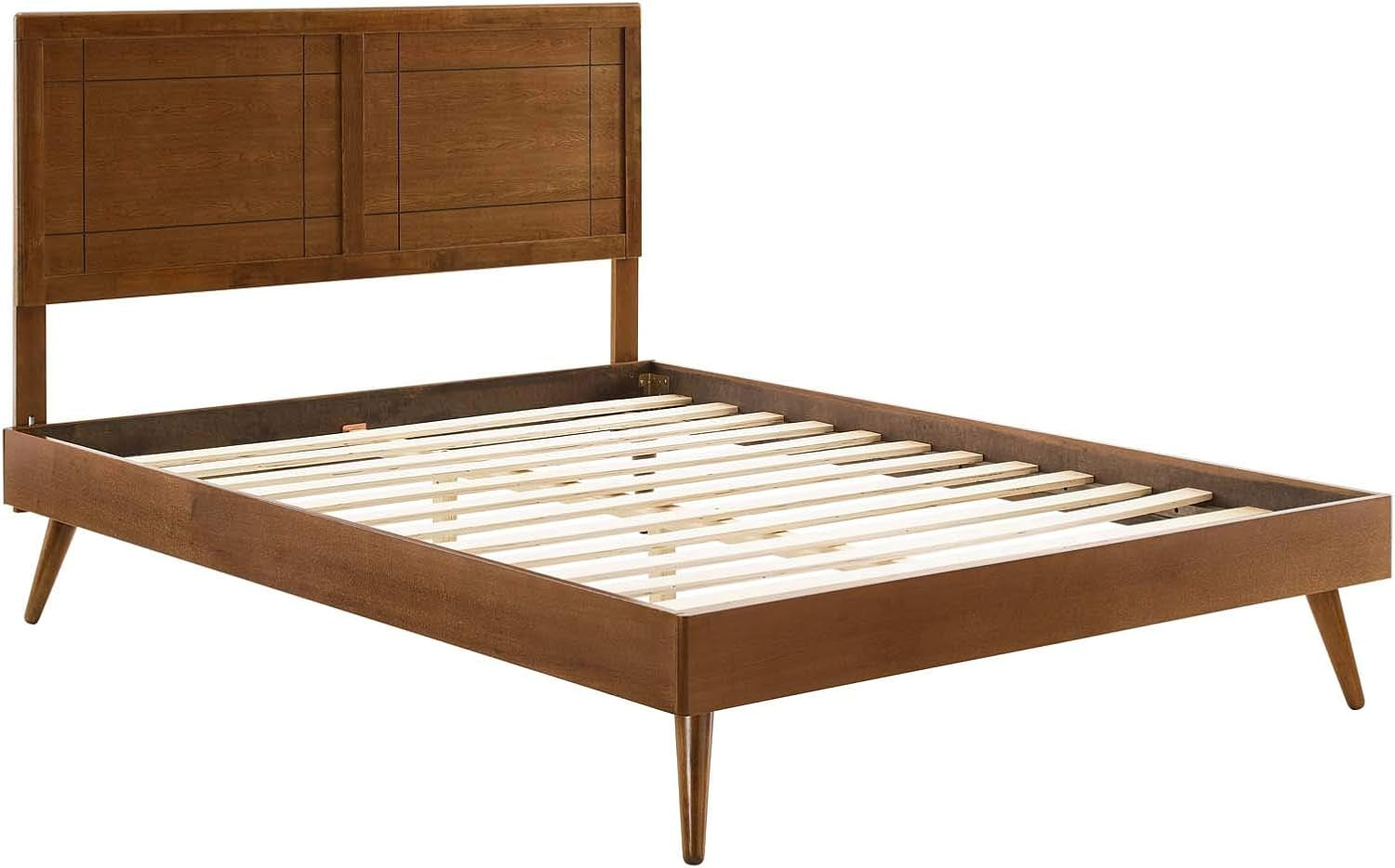 MOD-6382-WAL Marlee Queen Wood Platform Bed with Splayed Legs, Walnut