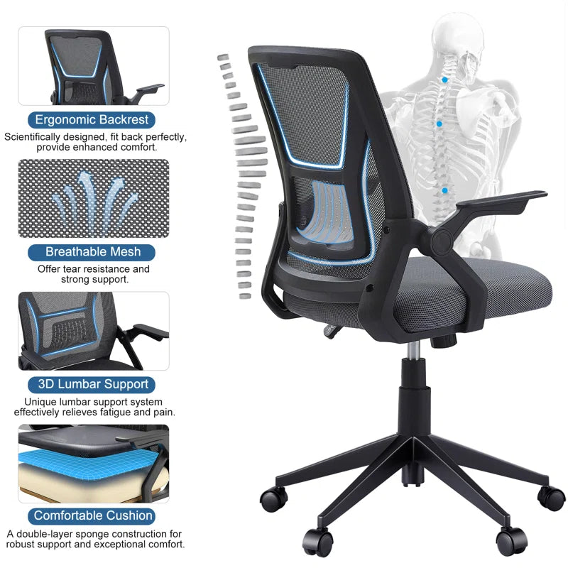 Reinart Home Office Desk and Chair Set Computer Desk and Ergonomic Mesh Office Chair Set