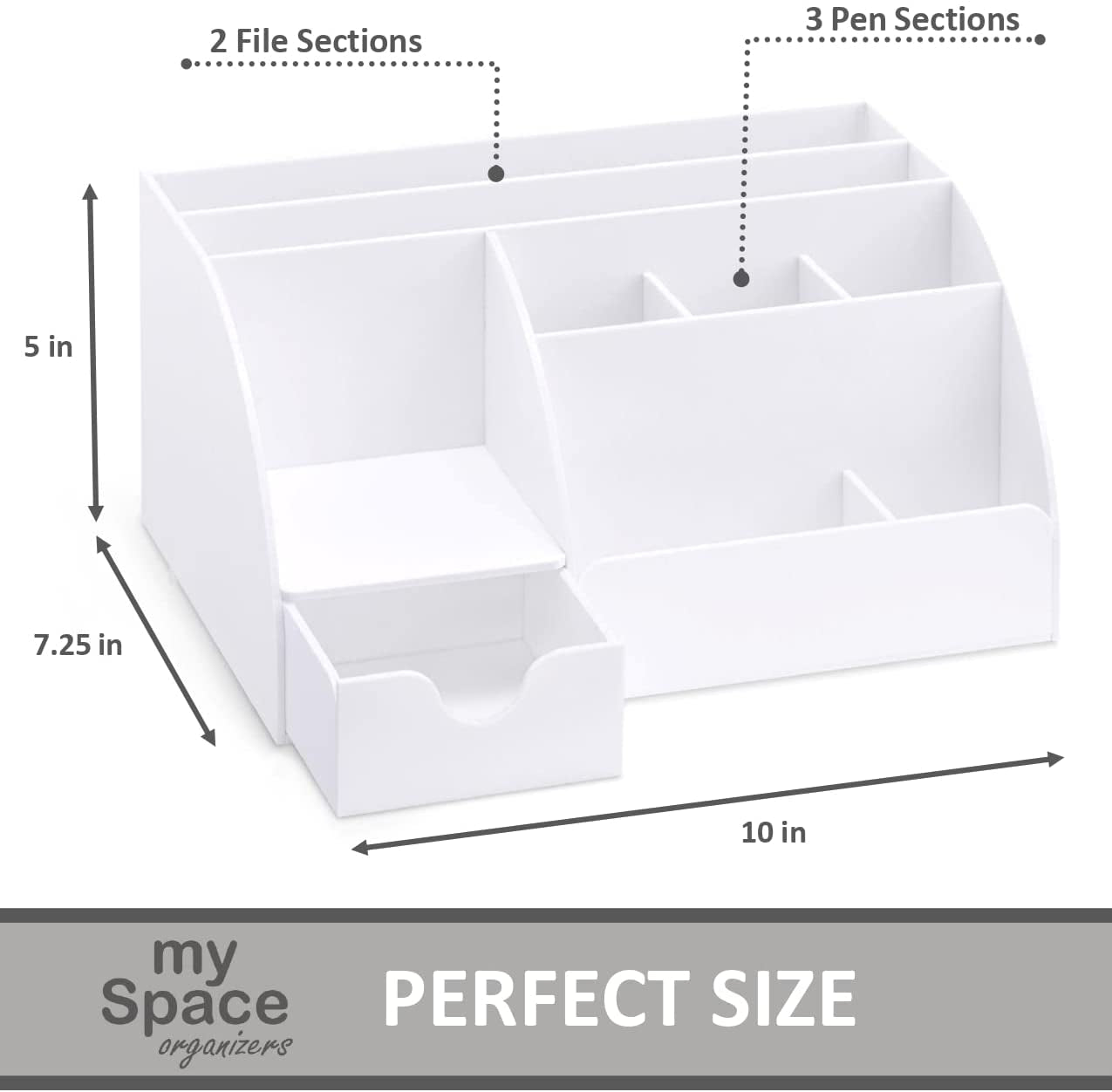 White Desk Organizer, 9 Compartments, Office Supplies and Desk Accessories Organizer, Pen Holder, Office Decor Desktop Organizer (White)