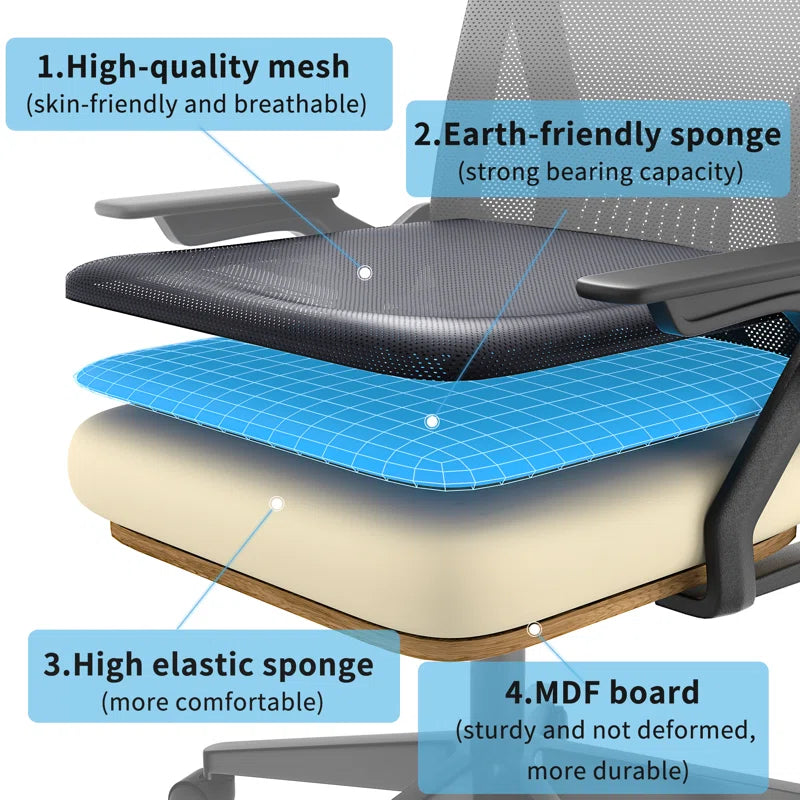 Reinart Home Office Desk and Chair Set Computer Desk and Ergonomic Mesh Office Chair Set