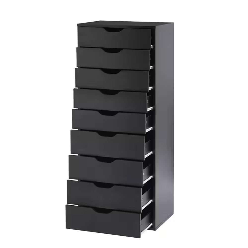 Black, 9-Drawer with Shelf, Office File Cabinets Wooden File Cabinets for Home Office Lateral File Cabinet