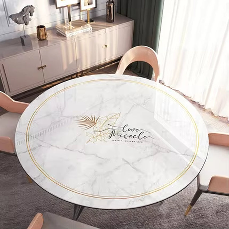 Round Marble Table Cloth Coffee Table Tablecloth PVC Plastic Table Mat Waterproof Table Cover Dining Table Decor Send in Roll