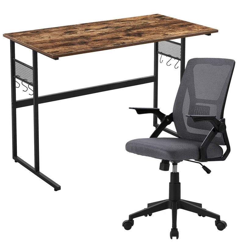 Reinart Home Office Desk and Chair Set Computer Desk and Ergonomic Mesh Office Chair Set