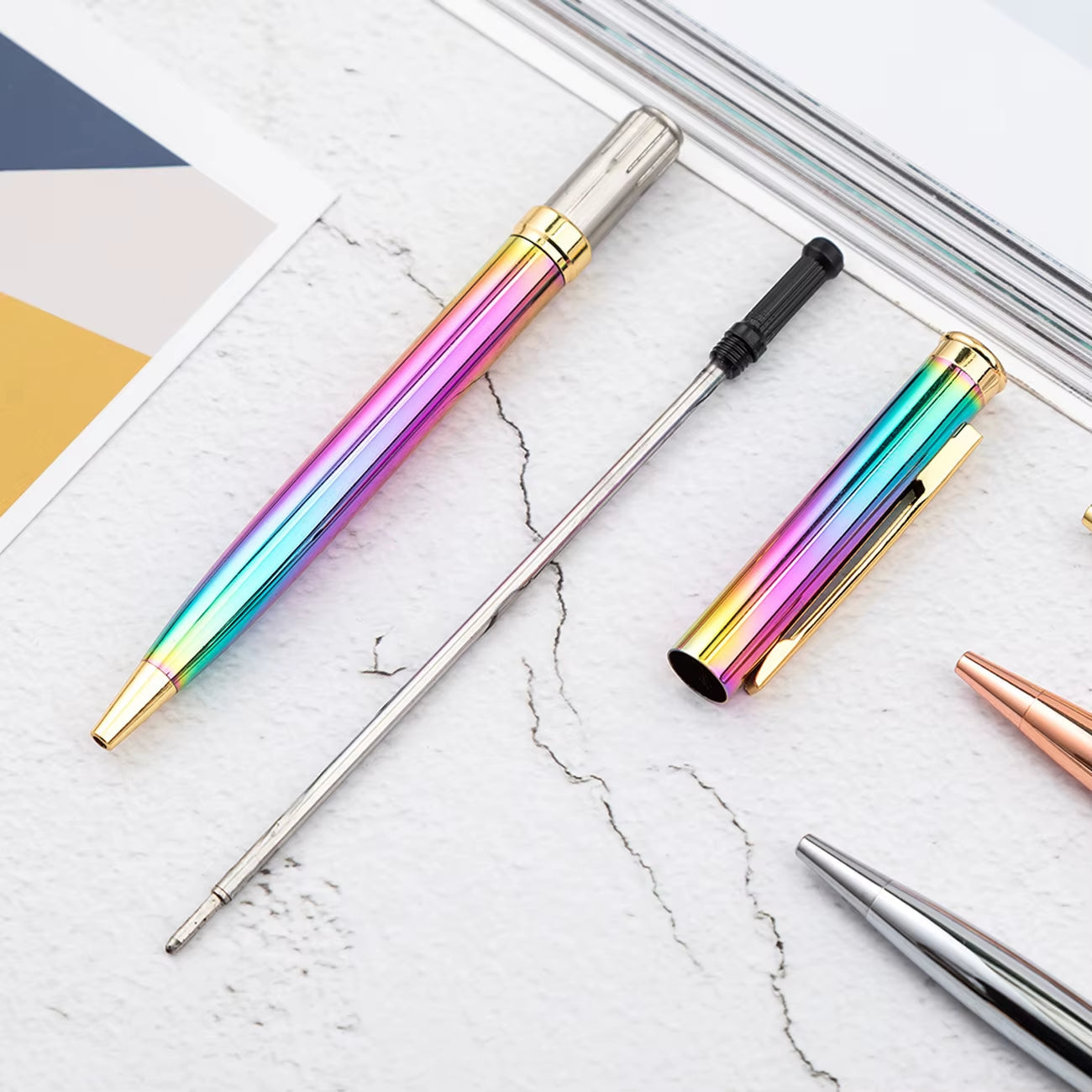 1PCS  Creative Multicolor Ballpoint Pen Business Metal Office Rotate Pens School Stationery Office Supplies