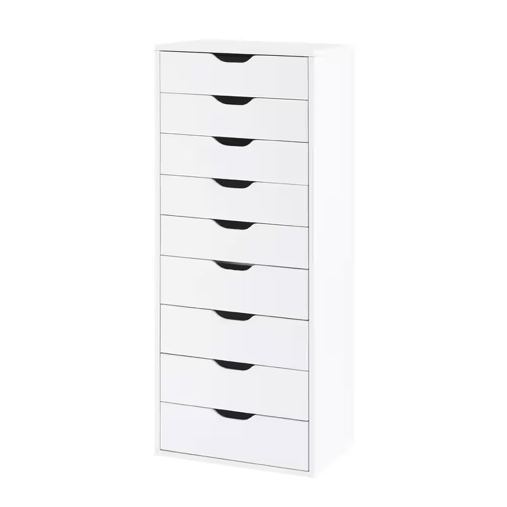 White, 9 Drawer with Shelf, Office File Cabinets Wooden File Cabinets for Home Office Lateral File Cabinet