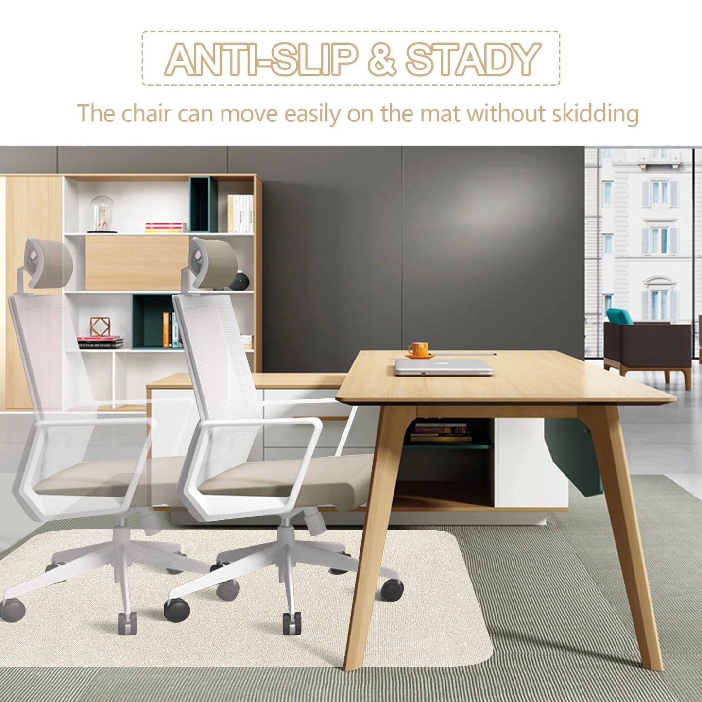 Office Chair Mat for Hardwood Floor 36" X 48" Desk Chair Mat Non-Slip Home Office Protector in Living Room Study Officeï¼Beige