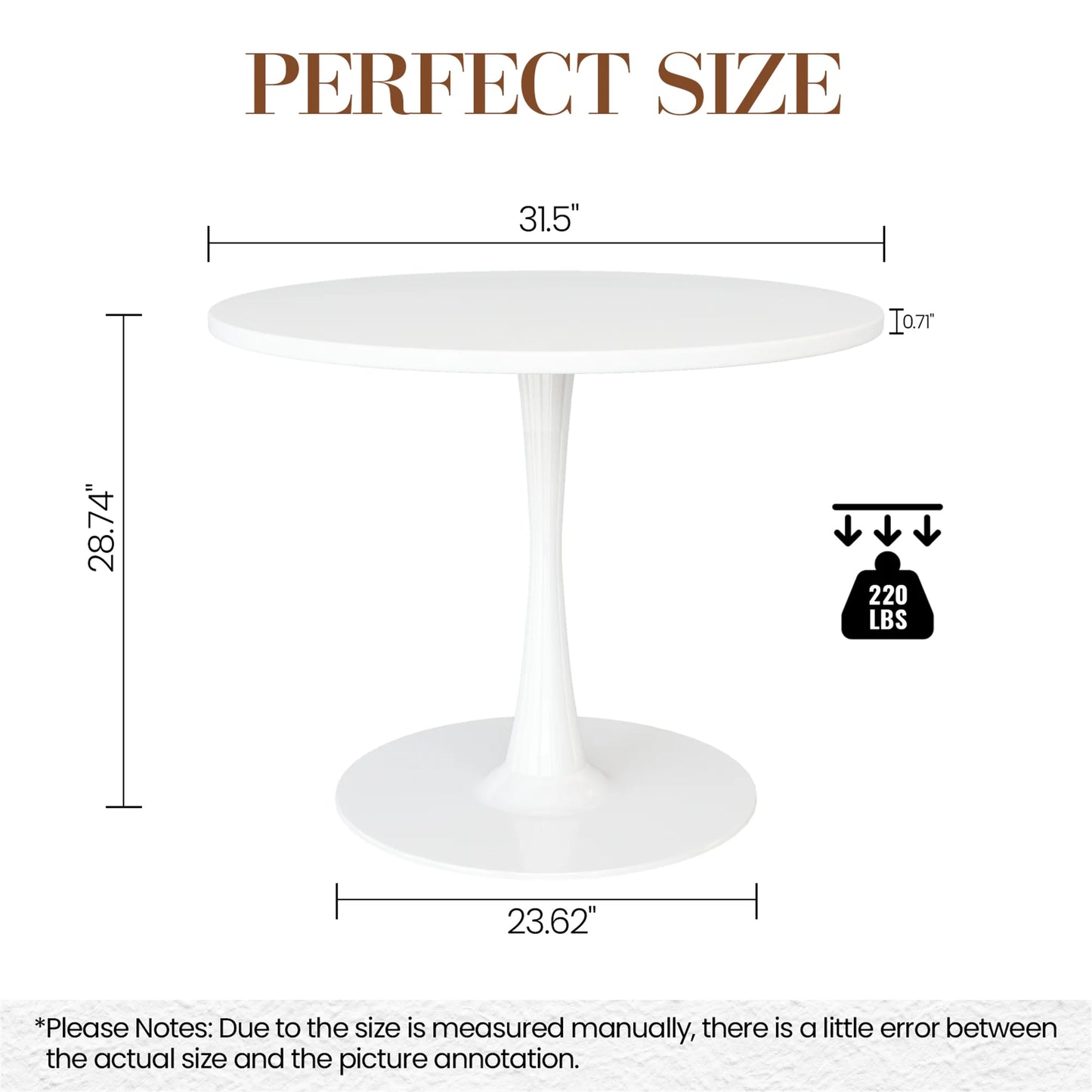 round Dining Table, 31.5 Inch Tulip Table Pedestal Dining Table, round Pedestal Table for Mid-Century End Table Coffee Office Living Room Table, White