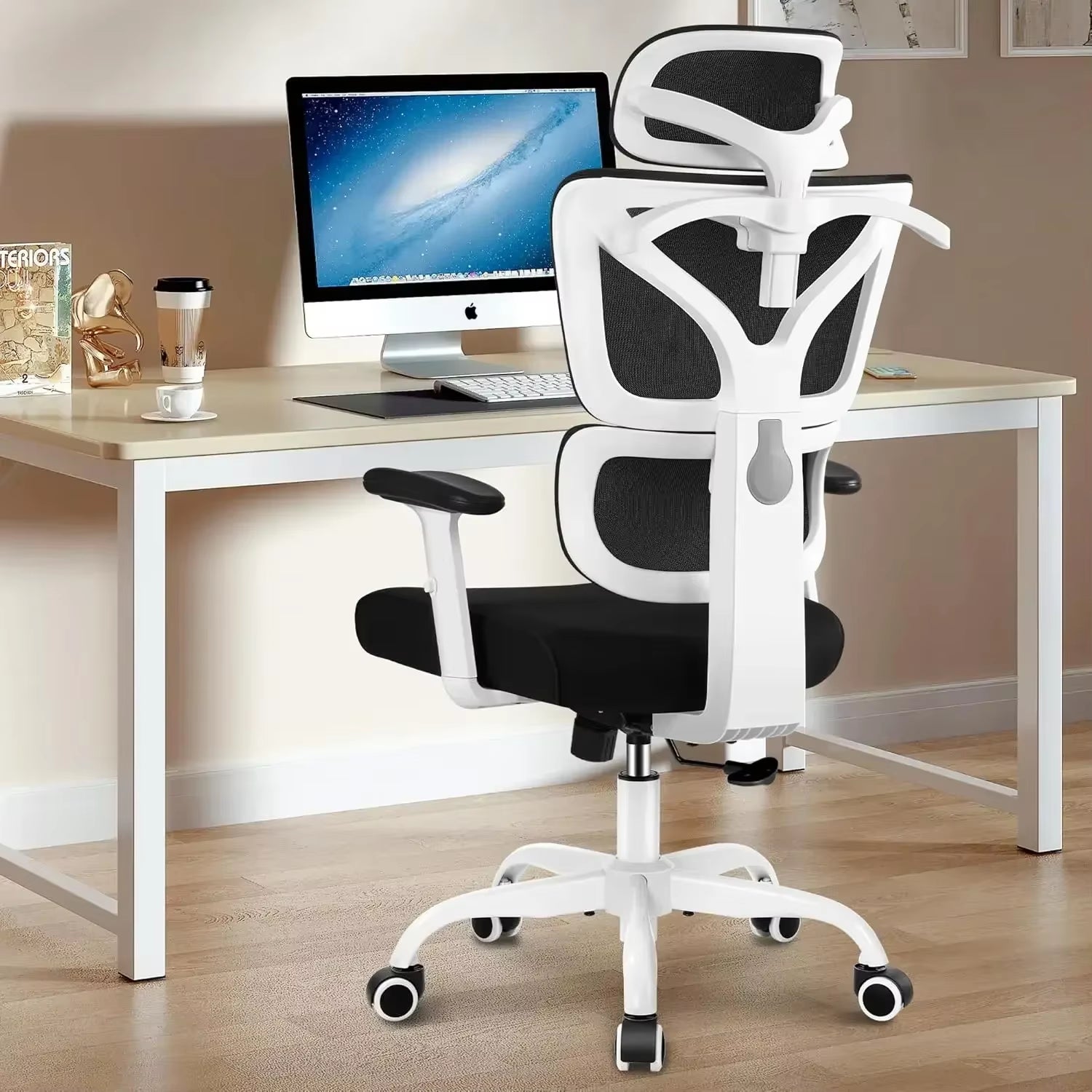 Office Chair, Ergonomic, with Reclining Comfort Office Chair, Lumbar Support, Breathable Office Chair and Adjustable Armrests