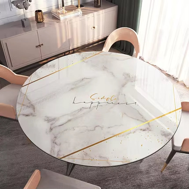 Round Marble Table Cloth Coffee Table Tablecloth PVC Plastic Table Mat Waterproof Table Cover Dining Table Decor Send in Roll