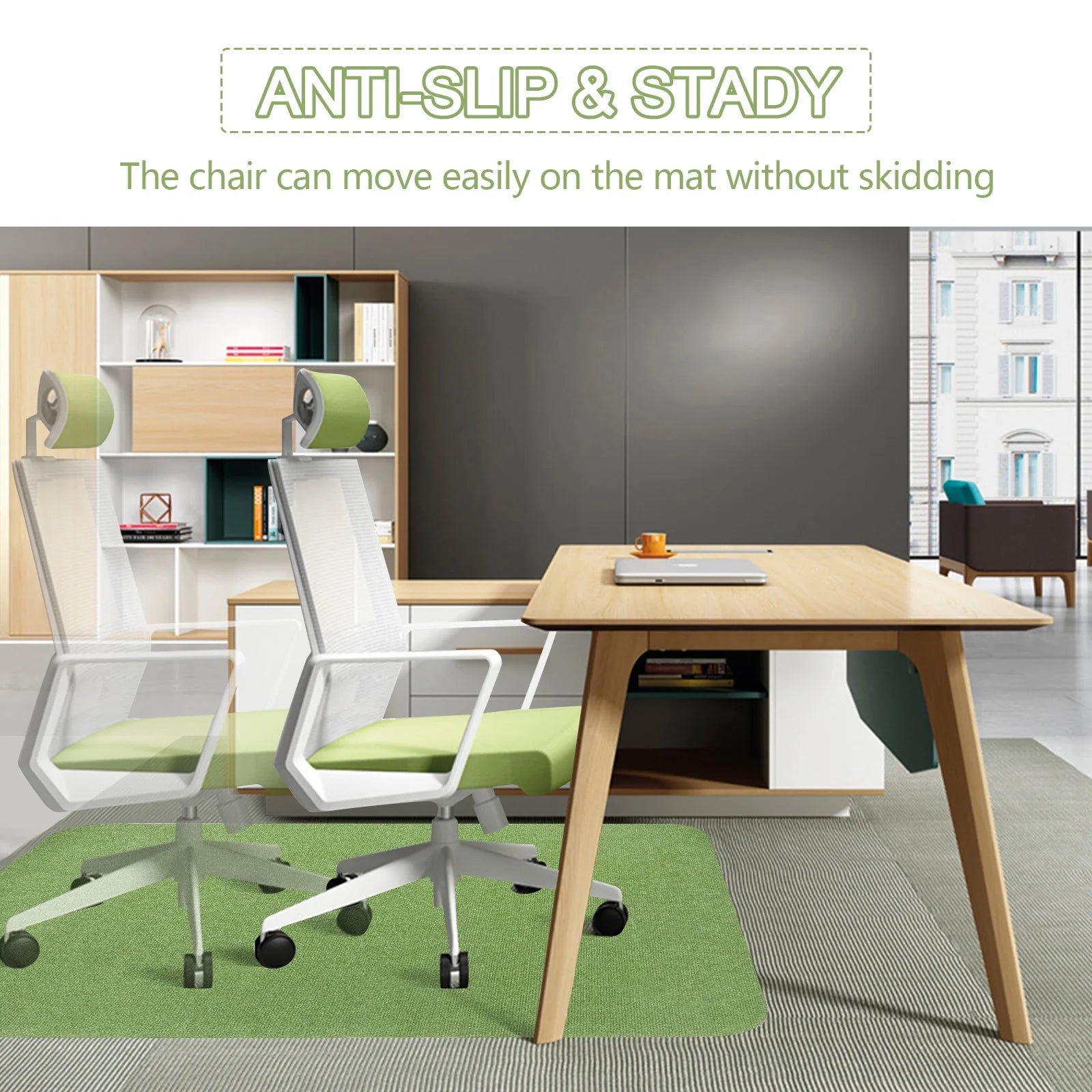 Office Chair Mat for Hardwood Floor 36" X 48" Desk Chair Mat Non-Slip Home Office Protector in Living Room Study Office， Green