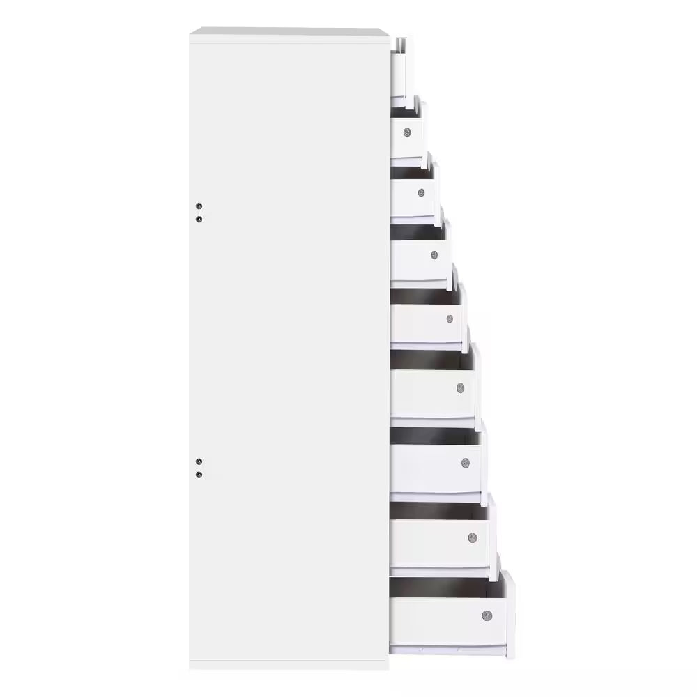 White, 9 Drawer with Shelf, Office File Cabinets Wooden File Cabinets for Home Office Lateral File Cabinet