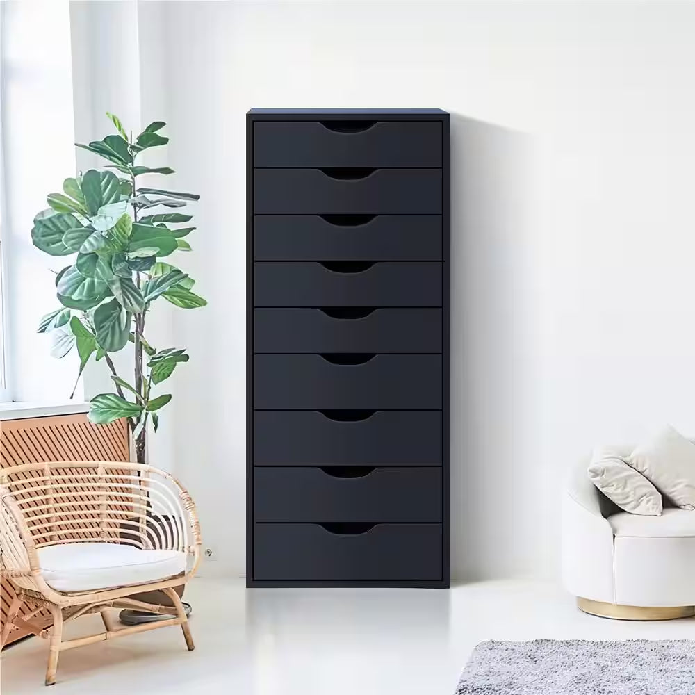 Black, 9-Drawer with Shelf, Office File Cabinets Wooden File Cabinets for Home Office Lateral File Cabinet