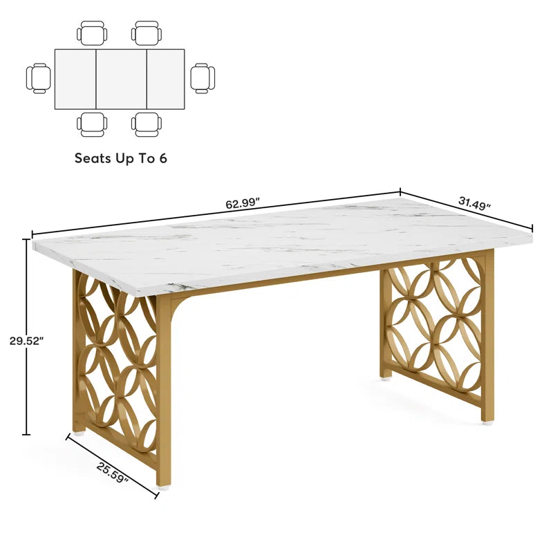 63-Inch Executive Desk, Modern Office Desk with Strong Metal Frame for Home Office