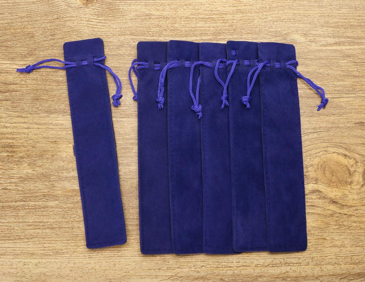 6.9X1.4 Inch Velvet Drawstring Pen Pouch Bag Single Suede Pen Sleeve Holder Small Case Pencil Pouch for Protecting Gifting Storing Wood Pen Diamond Painting Pen Office School,10Pcs (Blue)