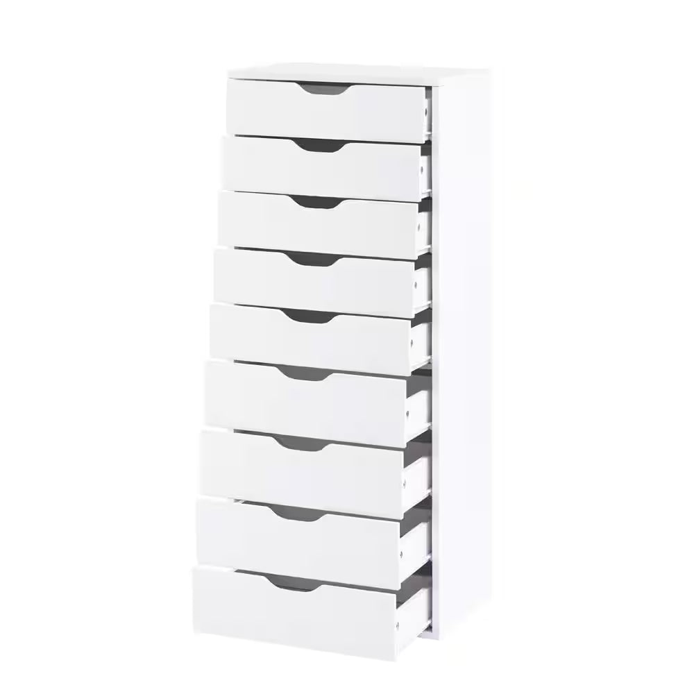 White, 9 Drawer with Shelf, Office File Cabinets Wooden File Cabinets for Home Office Lateral File Cabinet